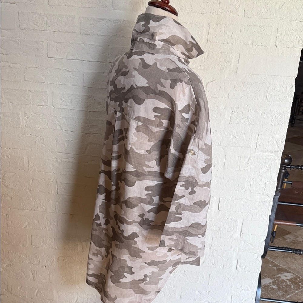 Camouflage Button-Up Linen Shirt XL - Picture 3 of 7